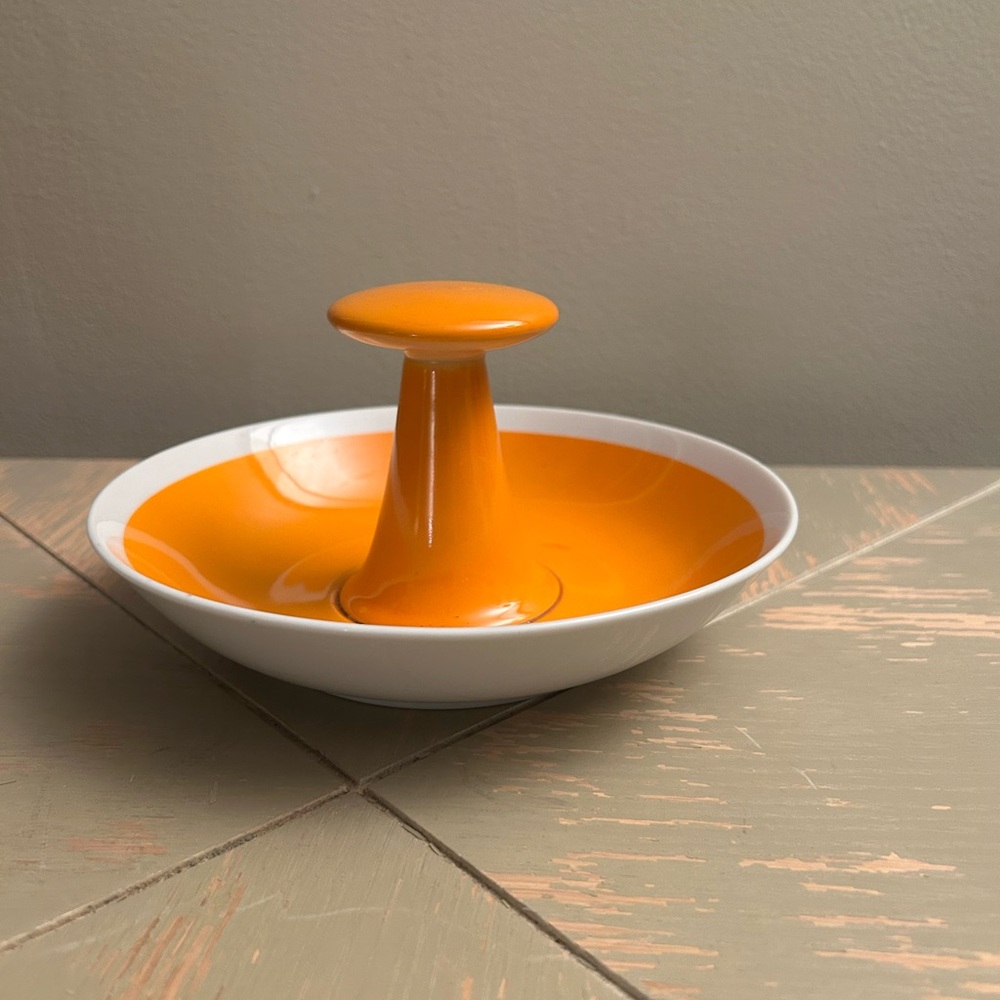1960s Lagardo Tackett Orange and White Serving Dish